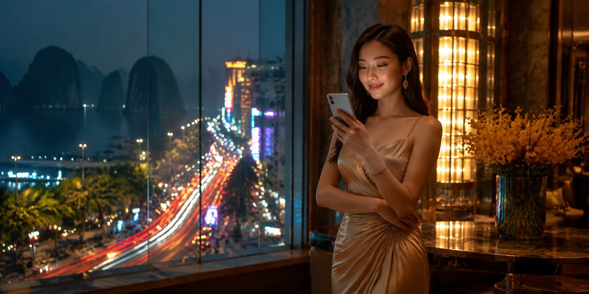 Vịnh Hạ Long neon thể hiện trải nghiệm khuyến mãi casino trên di động